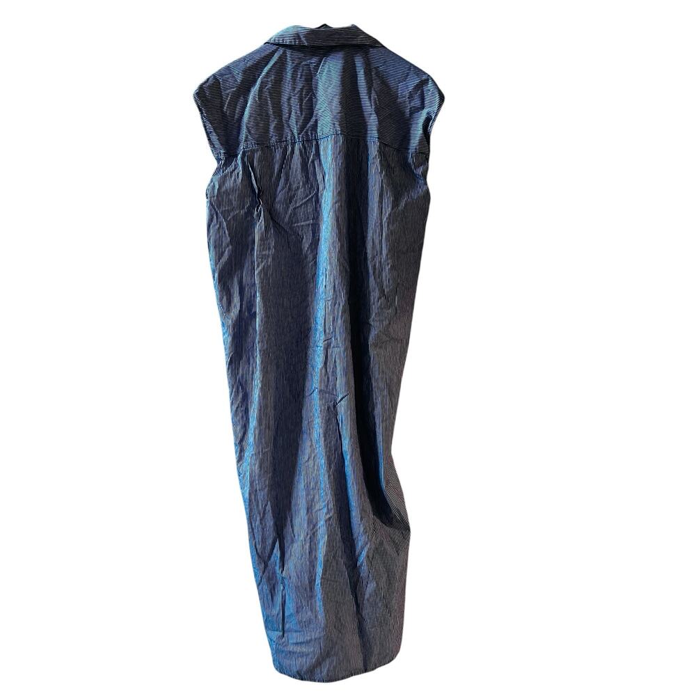 Zara Striped Button Up Cap Sleeve Midi Dress Size M Medium Blue - Picture 3 of 8